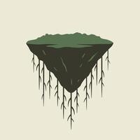 Logo design of a floating island with roots vector