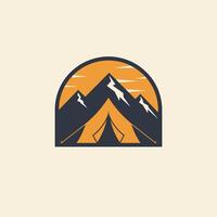 Logo design for a camping tent in front of a mountain vector