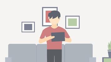 Man using tablet device in modern workspace footage video