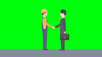 Animated business agreement signing on green screen footage video