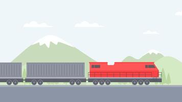 Railway track with moving train animation footage video