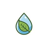 Logo design of a drop of water with a leaf on it vector