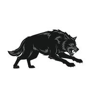 Logo design of a black wolf running on its hind legsf vector