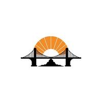 Logo design of a bridge with the sun behind it vector