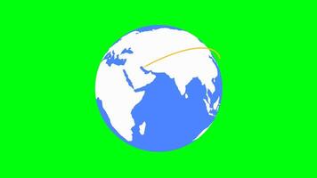 Rotating earth globe animation with green screen background footage video