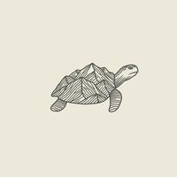 Logo design of a turtle with mini mountain shaped shell vector
