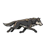 Logo design of a running wolf with black and tan fur vector