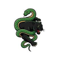 Logo design of a snake coiled around a panther vector