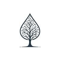 Logo design of a tree with branches and a droplet vector