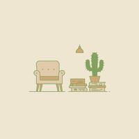 Logo design of a chair and books on a beige background vector