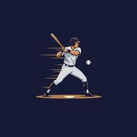 Logo design of a baseball player swinging bat on a dark background vector