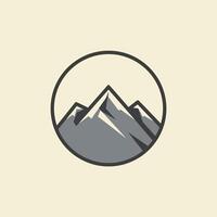 Mountain within a circle with a black outline logo design vector