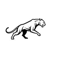 Black and white logo design of a panther running vector