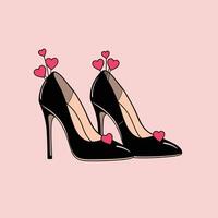 Logo design of a pair of high heels with hearts on them vector