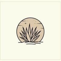 Logo design of a plant in the desert with a moon in the background vector