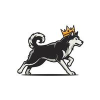 Logo design of a husky dog with a crown on its head vector