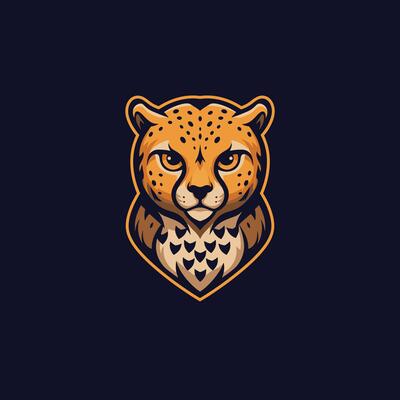 Cheetah head with body of an owl logo design