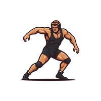 Logo design of a wrestler is in action vector