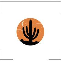 Nighttime cactus logo design vector