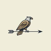Logo design of an eagle sitting on an arrow vector