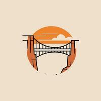 Logo design of a bridge shown in a line drawing vector