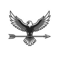 Logo design of an eagle on an arrow with its wings spread out vector
