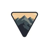 Mountain on a inverted triangle logo design vector