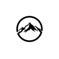 Mountain logo design inside a circle with a black border vector