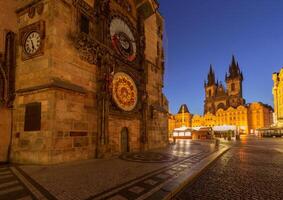 Astronomical Clock in Prague, Czech Republic at Dawn photo