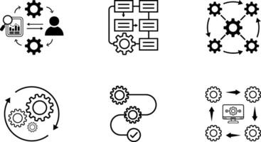 Workflow icon. Operation and business icons collection. Gear, cogwheel symbol. Industry automation technology process system concept. vector