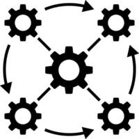 Industrial Automation Process Icon with Gear and Arrows. Workflow icon isolated on transparent background vector