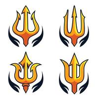 4 golden tridents that have different shapes vector