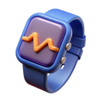 3d render smartwatch heart rate monitor icon isolated on transparent background png