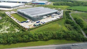 Drone shot of factory units near quantum computing centre in UK video