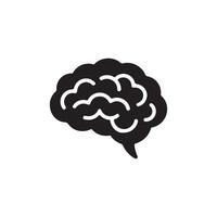 Human brain icon in solid black, side view, on white background illustration vector