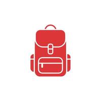 Isolated illustration of a red backpack bag with straps against a white background vector