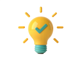 Creative lightbulb with checkmark icon on transparent background png
