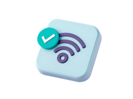3D Wifi Icon with Check Mark on Transparent Background png