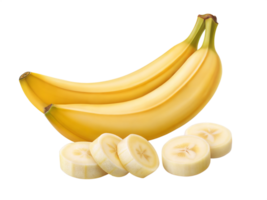 Bananas and Slices Composition on Transparent Background vibrant png