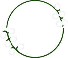White Lily of the Valley Circular Floral Frame Isolated vector