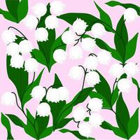 Seamless White Lily of the Valley Botanical Pattern vector