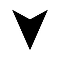 A black arrow that points downwards on a white background surface vector