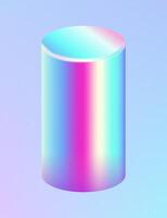3d holographic geometric primitive shape. Glossy holographic geometric shape. Iridescent trendy design, thin film effect. vector