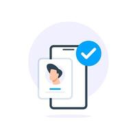 mobile app account registered successfully, login success via smartphone concept vector