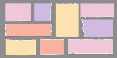 Set of realistic colorful torn paper, notepad. illustration. vector