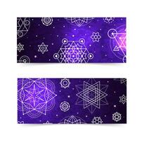 Purple geometric design with stars and circles vector