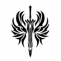 Sword with wings tribal art design for ornaments vector