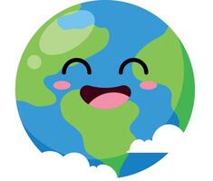 earth character smiling happily with sunny weather vector