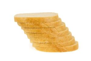 A stack of slices of bread on a white background photo