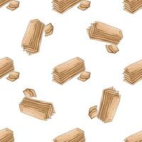 Hand drawn vintage seamless pattern of crispbread stack in engraving style, isolated illustration vector